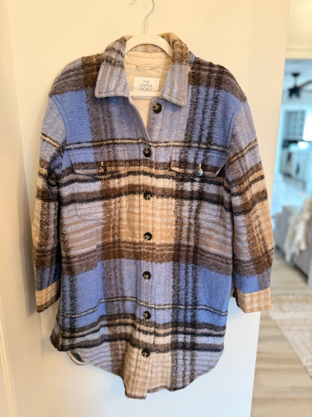 Wilfred Blue and Brown Plaid Ganna Shacket